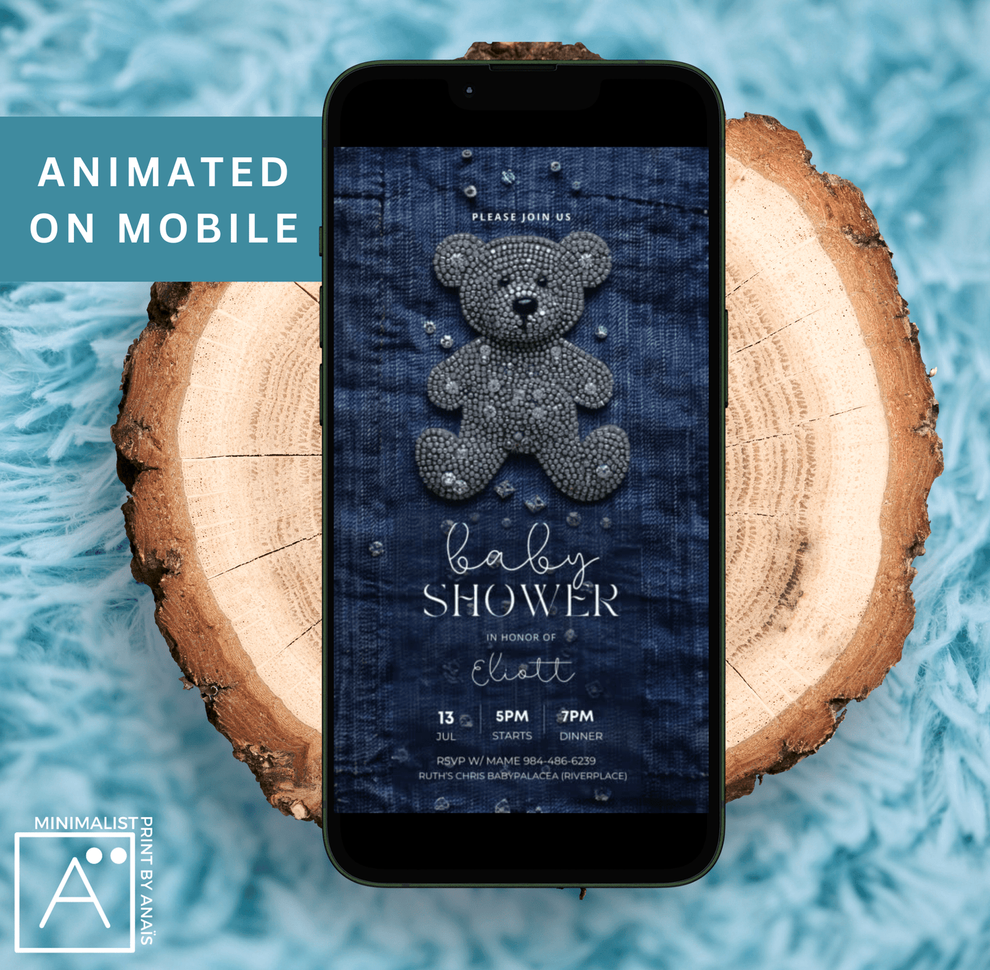 Baby Shower Invitation | Denim and Diamonds Theme | Baby Sprinkle Invitations | We Can Bearly Wait, Evite digital