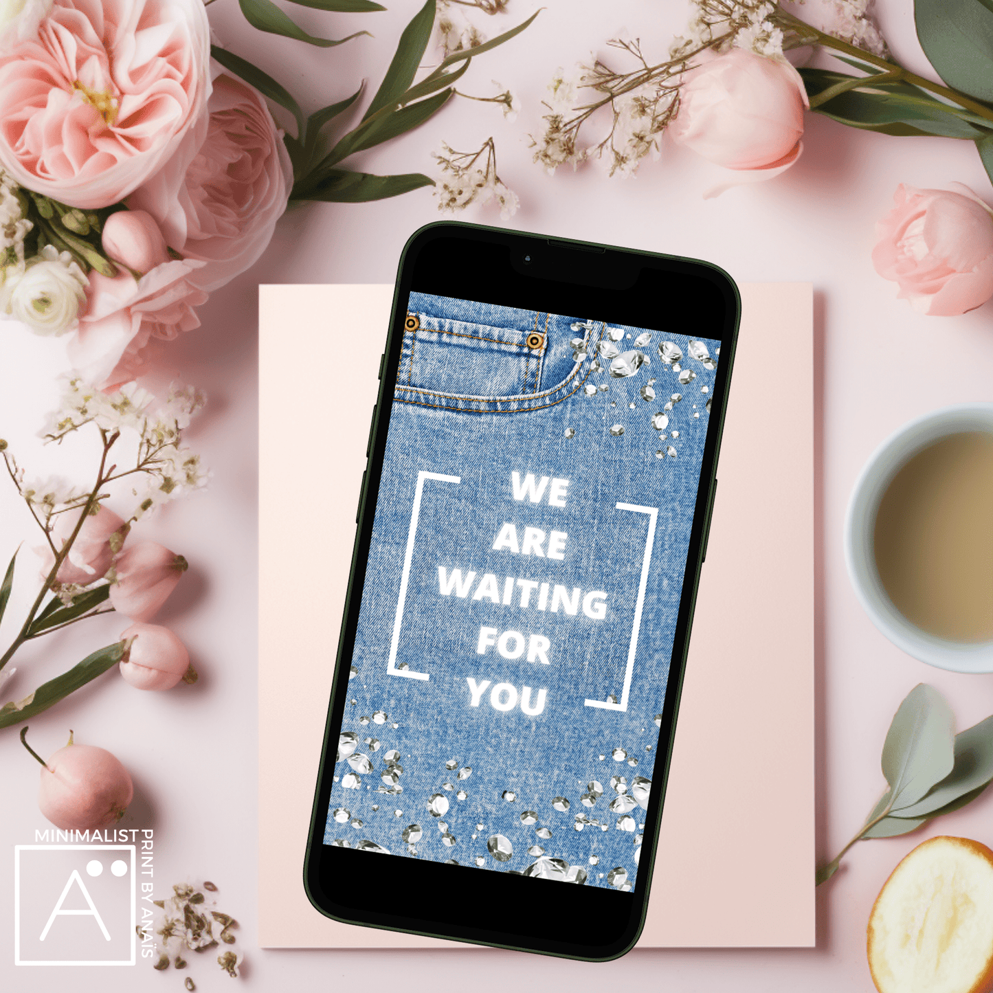 Digital Denim and Diamonds Invitation | Denim & White & Neon | Phone Evite | Canva Birthday Invitation | DIY Editable Party Invitation | MinimalistPrintByAnais