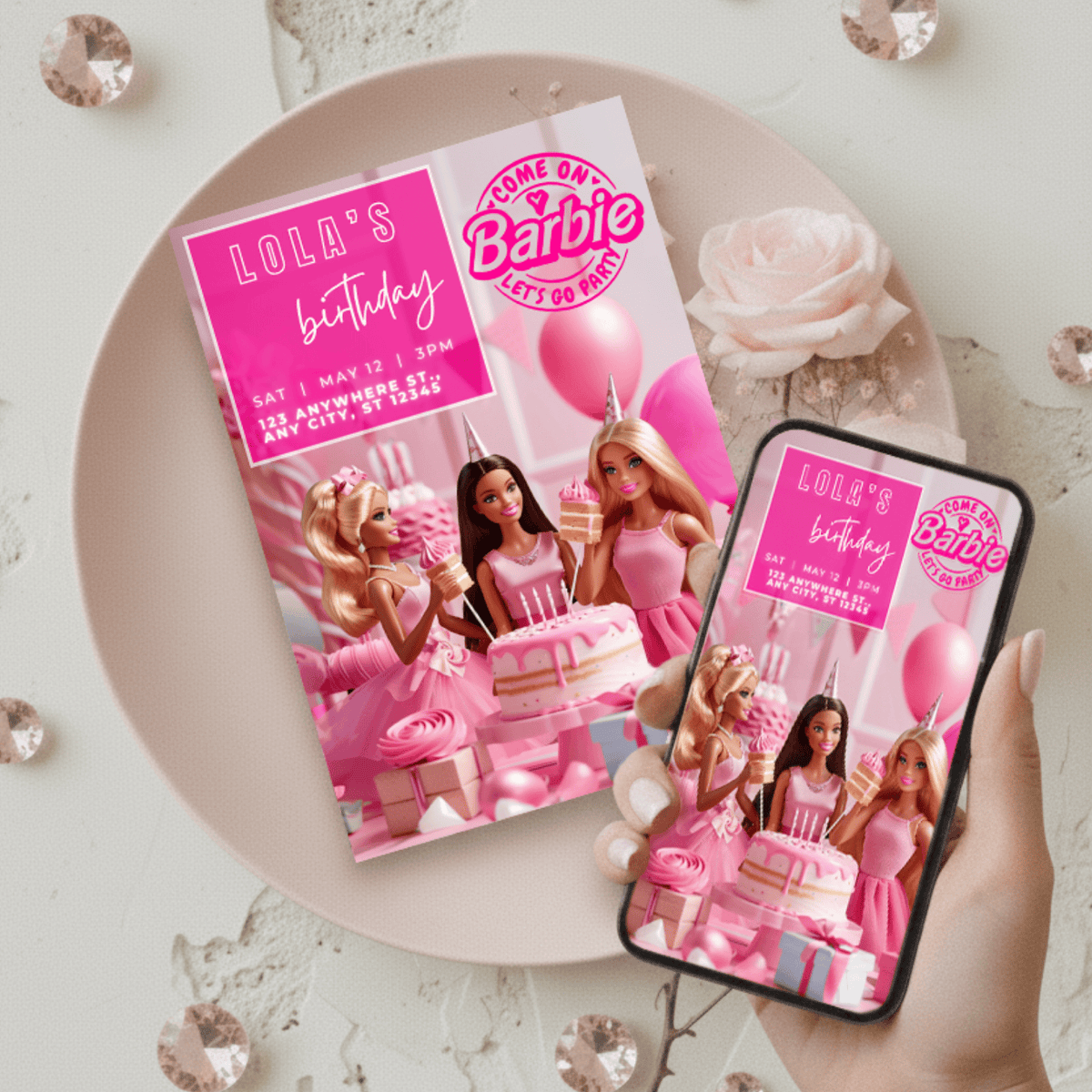 Barbie Birthday Party Invitation Barbie Party Theme Digital Barbie Party Supplies